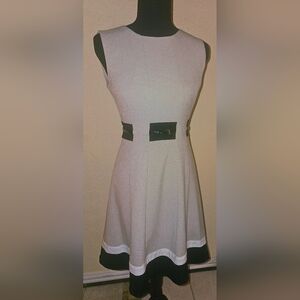 Calvin Klein Cream Dress with Black Belt